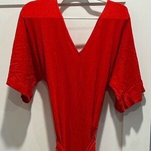ABLE Red Tie Waist Cotton Jumpsuit Made in Peru Size Medium